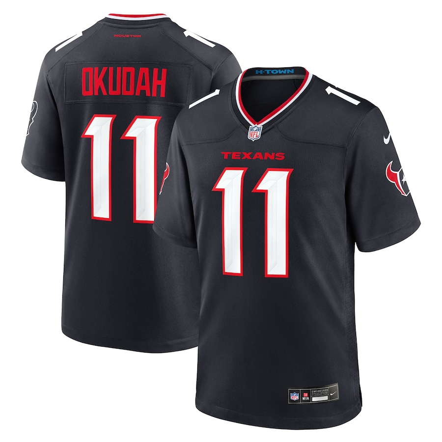 Men's Houston Texans Jeff Okudah #11 Navy Team Jersey